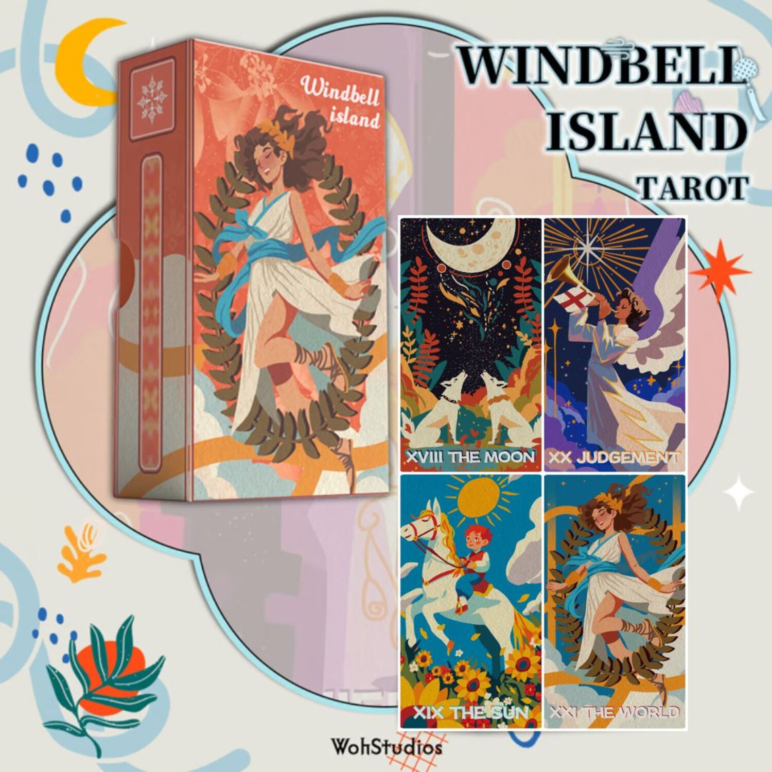 Unveil deep insights with the Windbell Island Tarot Gilded Edition—a 78-card deck blending vibrant minimalism and timeless mysticism for intuitive readings, clarity, and self-reflection.