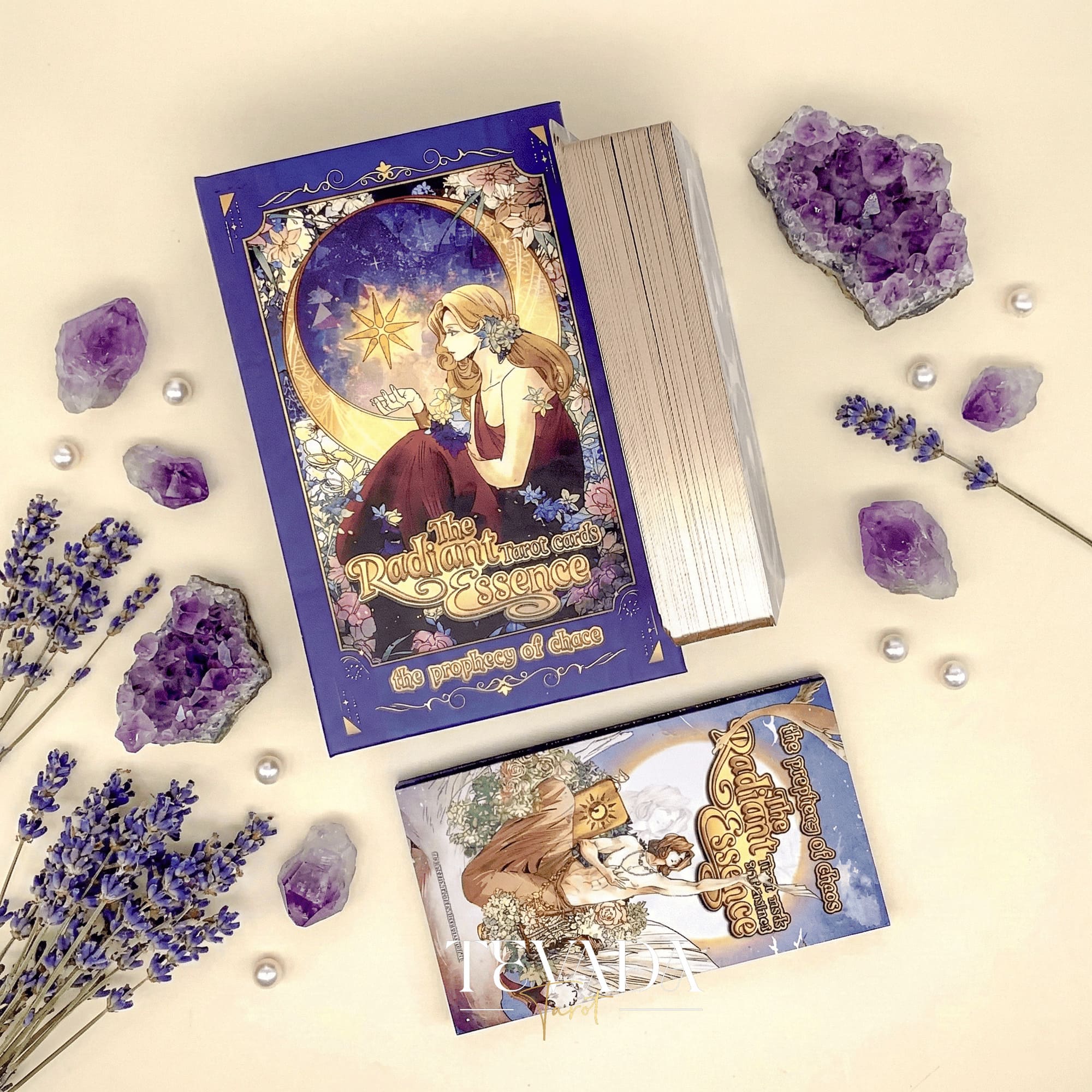 The Radiant Essence Tarot Deck featuring vintage manga Greek mythology art for intuitive divination.