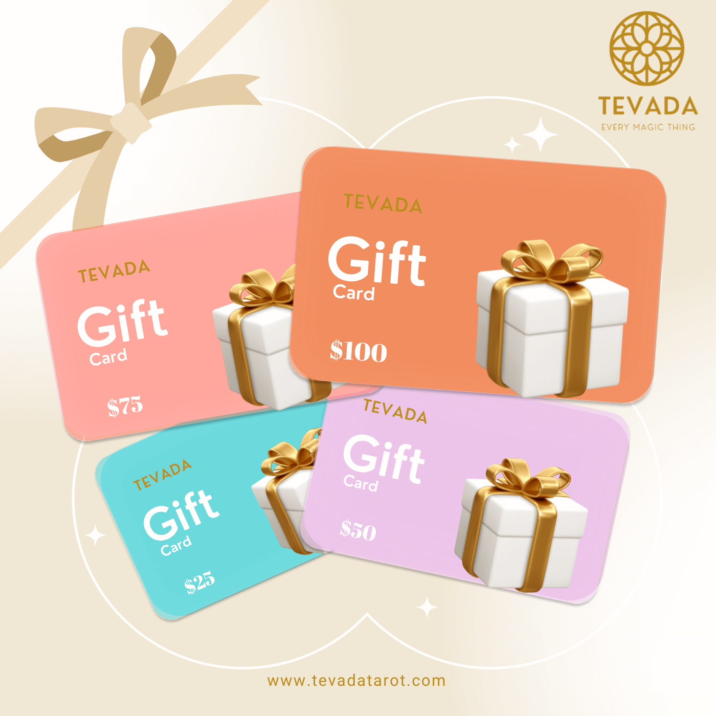 TEVADA Tarot digital gift card for tarot decks, oracle cards, and spiritual gifts