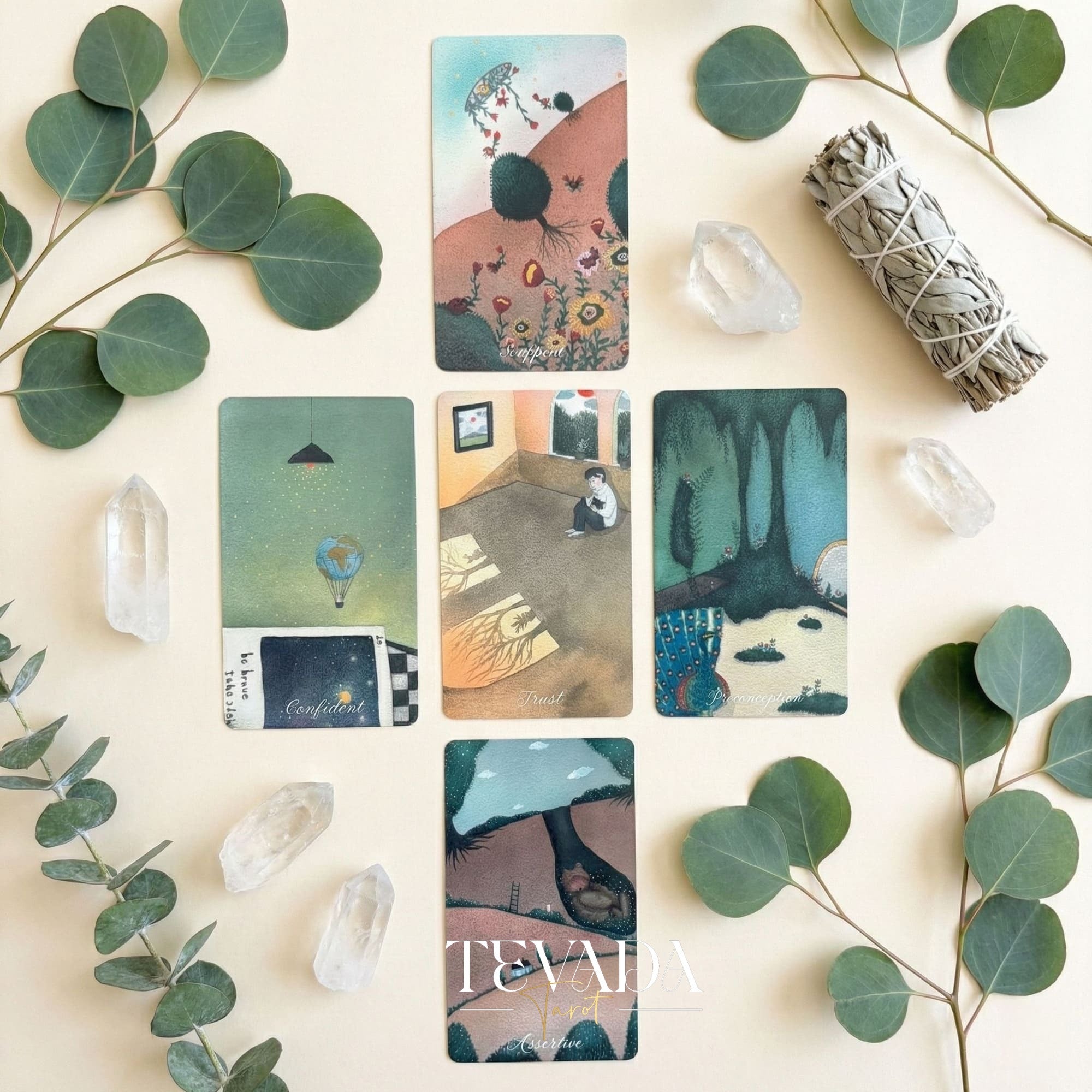 49 Shades of Mind Oracle Deck featuring gentle cartoon art and color therapy themes for emotional healing