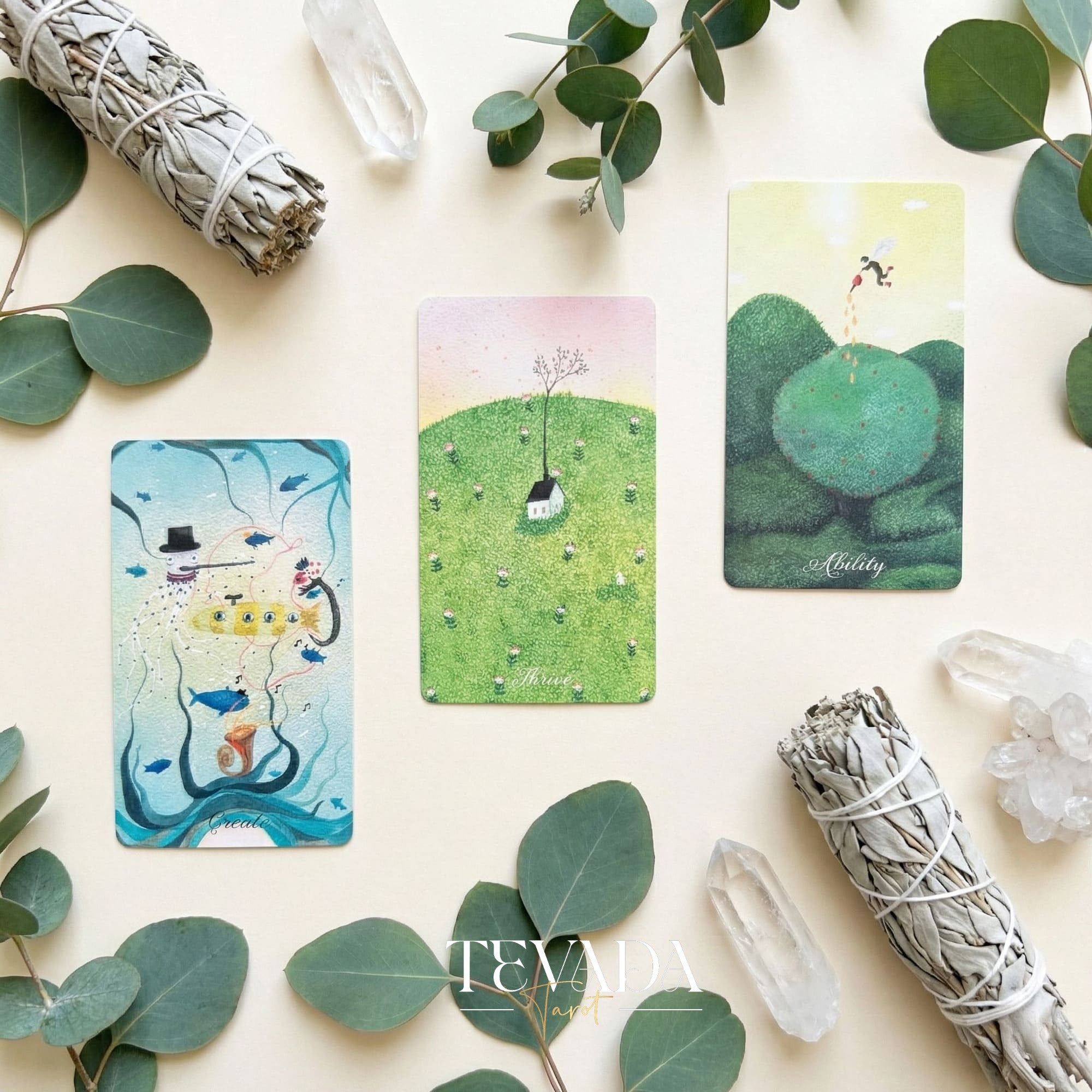 49 Shades of Mind Oracle Deck featuring gentle cartoon art and color therapy themes for emotional healing