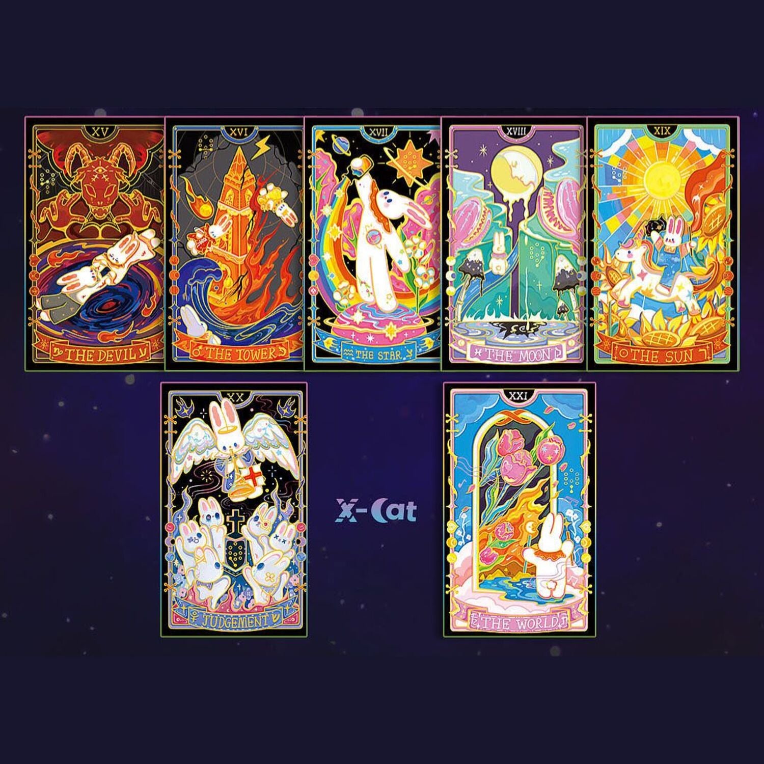 Discover the Galaxy Reverie Tarot—a 78-card deck featuring a cosmic rabbit’s journey through the stars. Explore intuitive insights, celestial wisdom, and elemental energies in every reading.