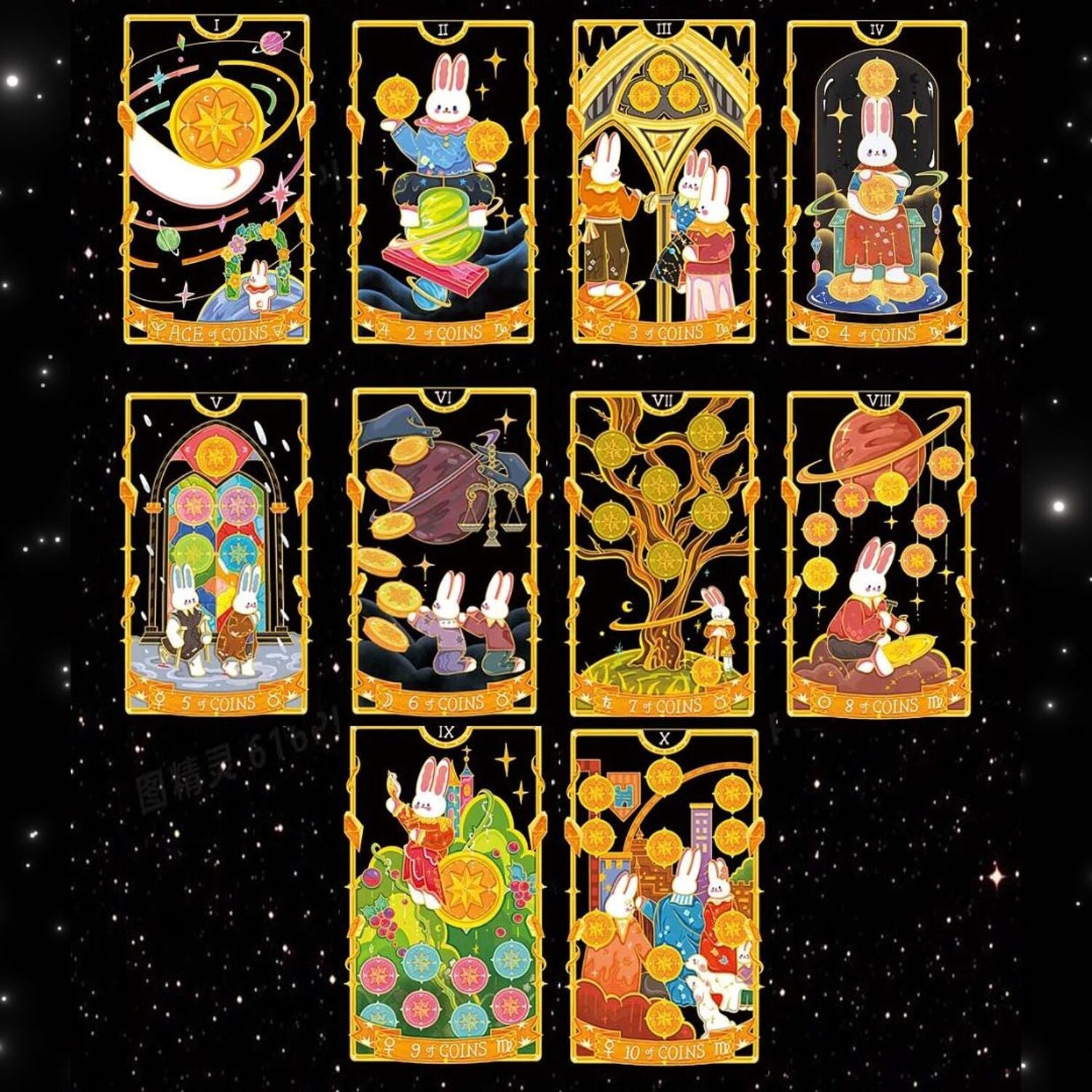 Discover the Galaxy Reverie Tarot—a 78-card deck featuring a cosmic rabbit’s journey through the stars. Explore intuitive insights, celestial wisdom, and elemental energies in every reading.