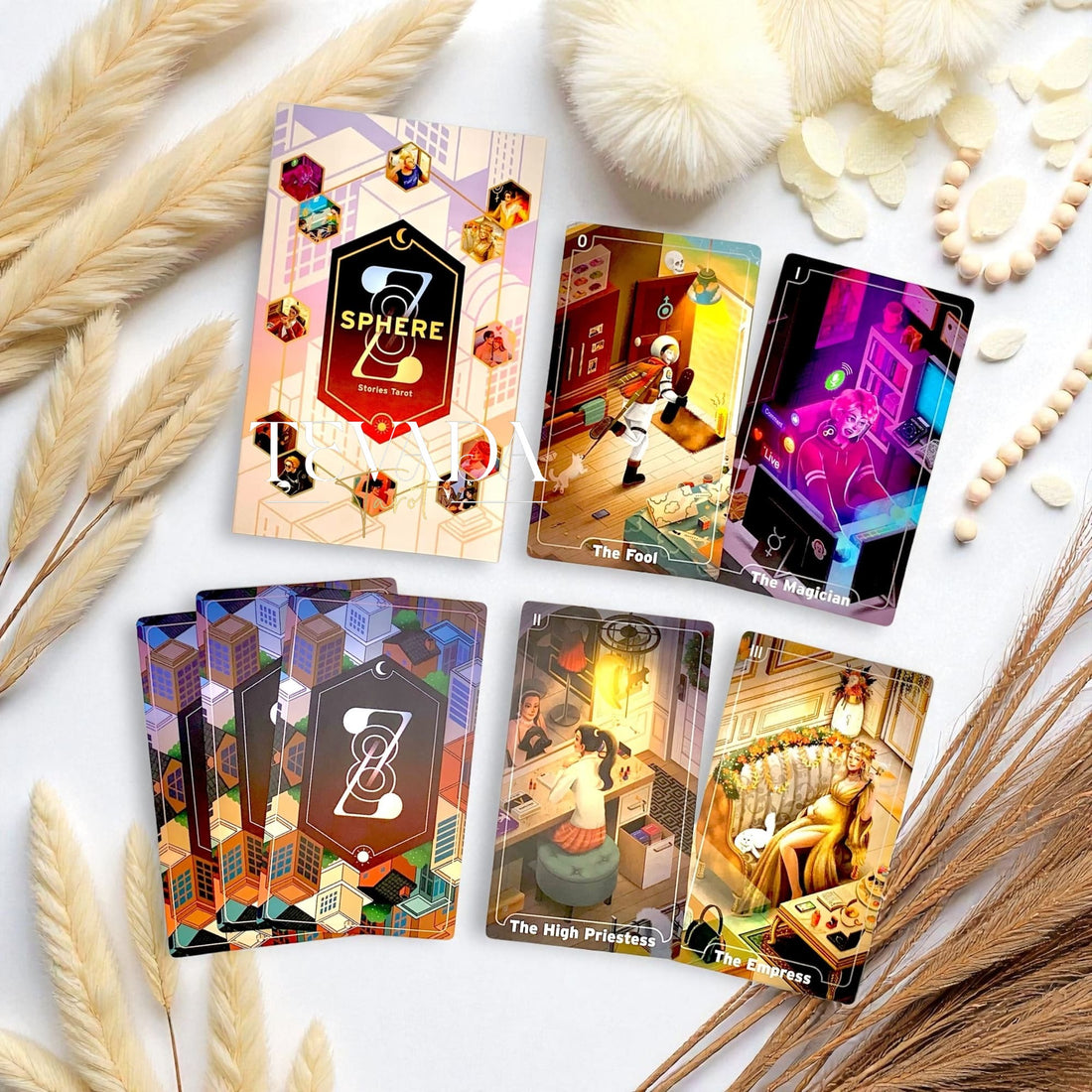 Discover the 78 Stories Tarot Sphere Ver.—a vibrant tarot deck turning everyday moments into intuitive guidance through relatable scenes and clear, magical symbolism.