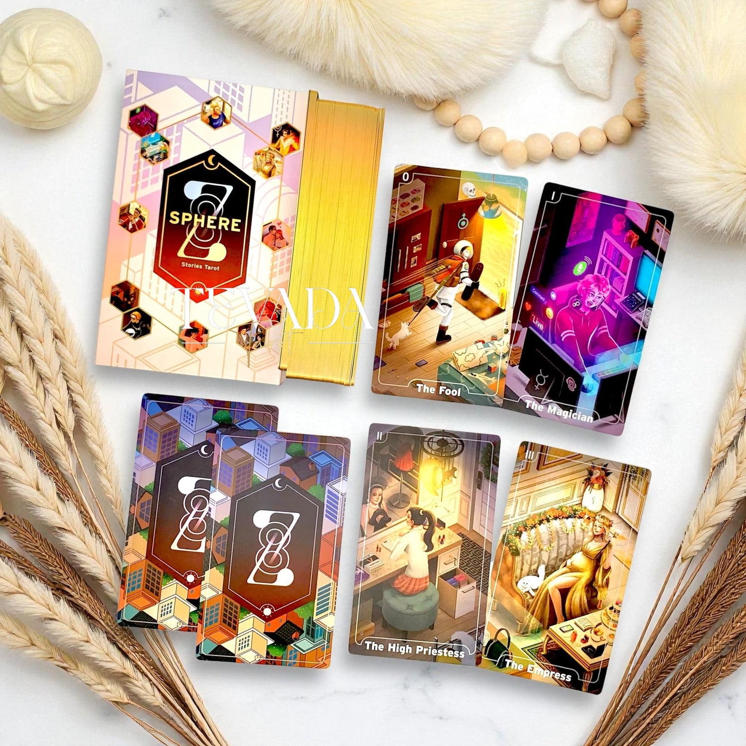 Discover the 78 Stories Tarot Sphere Ver.—a vibrant tarot deck turning everyday moments into intuitive guidance through relatable scenes and clear, magical symbolism.