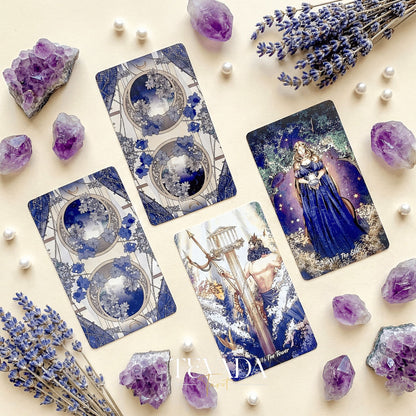 The Radiant Essence Tarot Deck featuring vintage manga Greek mythology art for intuitive divination.