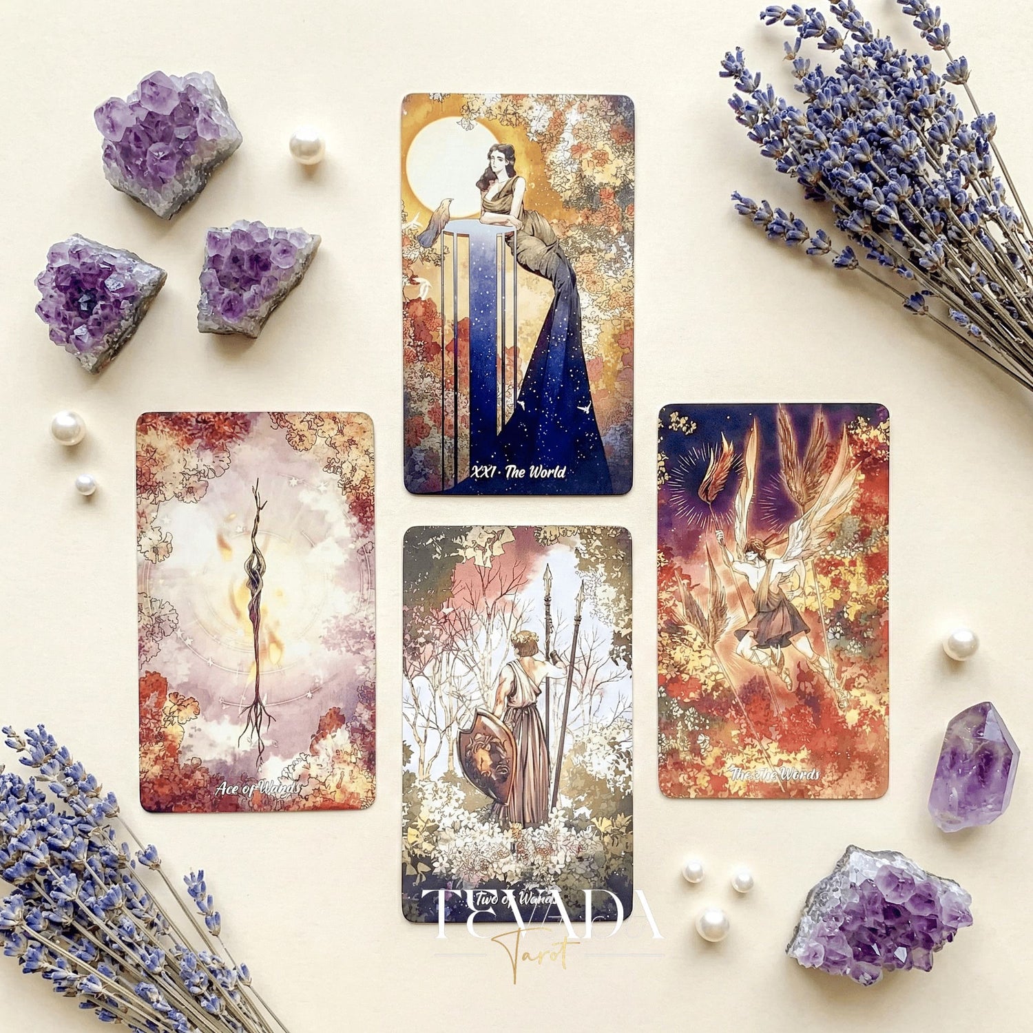 The Radiant Essence Tarot Deck featuring vintage manga Greek mythology art for intuitive divination.