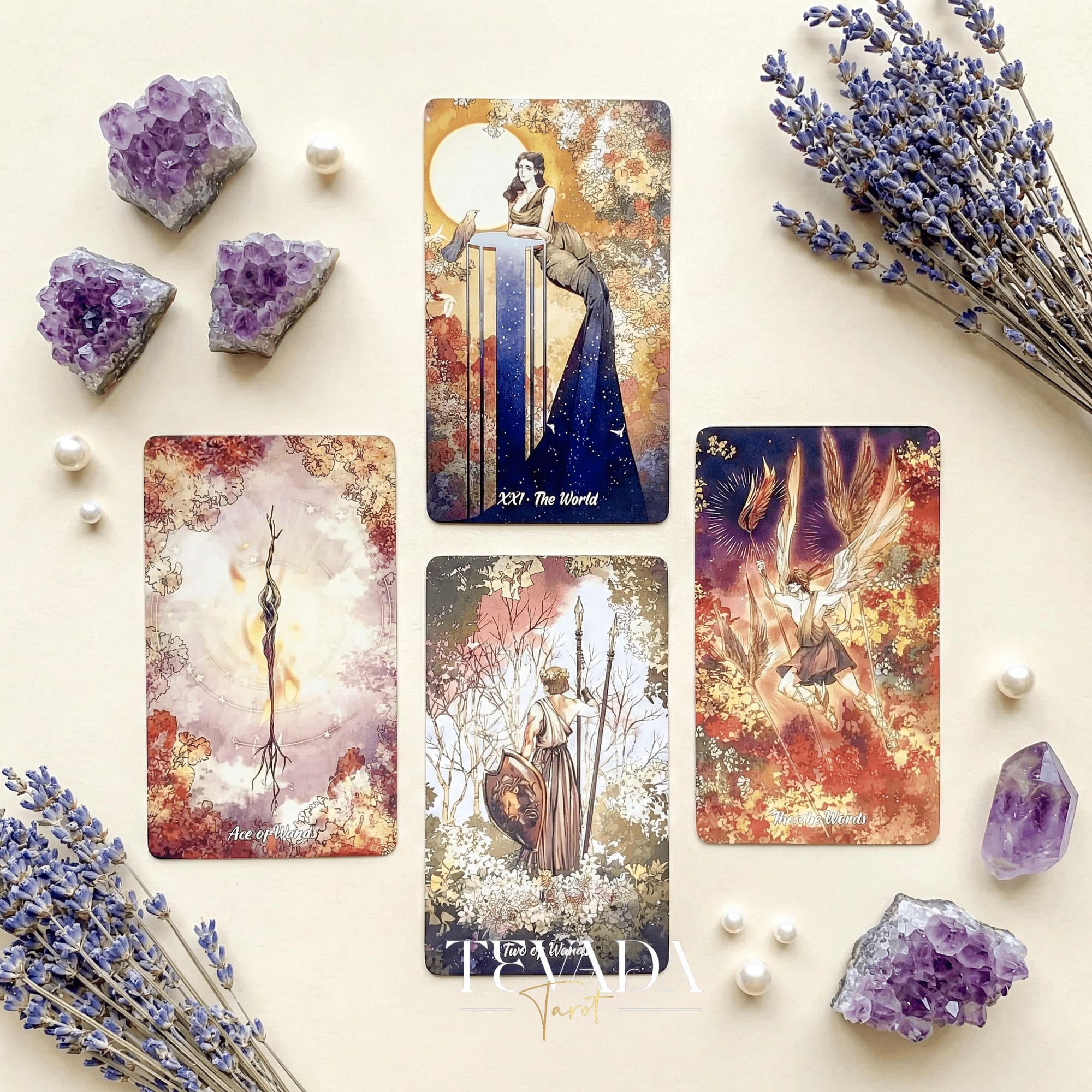 The Radiant Essence Tarot Deck featuring vintage manga Greek mythology art for intuitive divination.