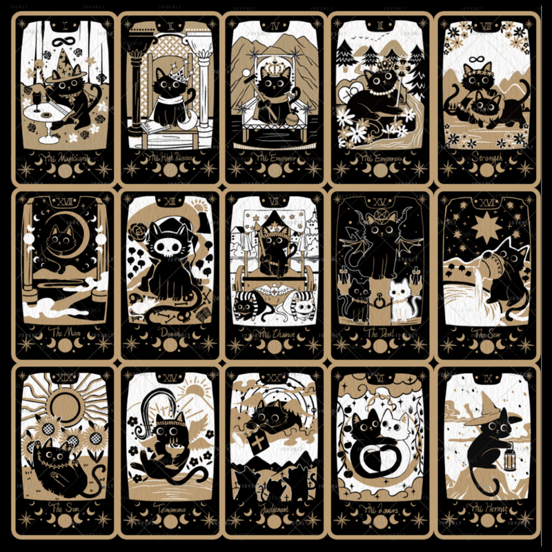 Unleash Your Inner Meowgician!  Adorable Cat Tarot (78 Cards) - A playful tarot deck with black cats for self-discovery & guidance.