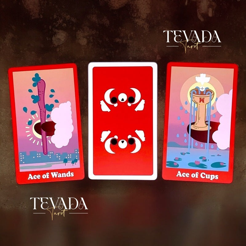 Ai the Tarot is a 78 cards tarot that featured cute panda. You will fall in love with the eye catching red color and the beautiful design of the cards. It also comes with Metalic Red Gilded Edge