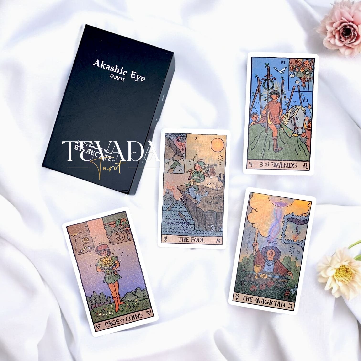 Tarot Deck for Beginner Easy to Read Card Learning Deck Spiritual Gift Modern Cartoon Tarot White Border Metaphysical Study Guide Birthday