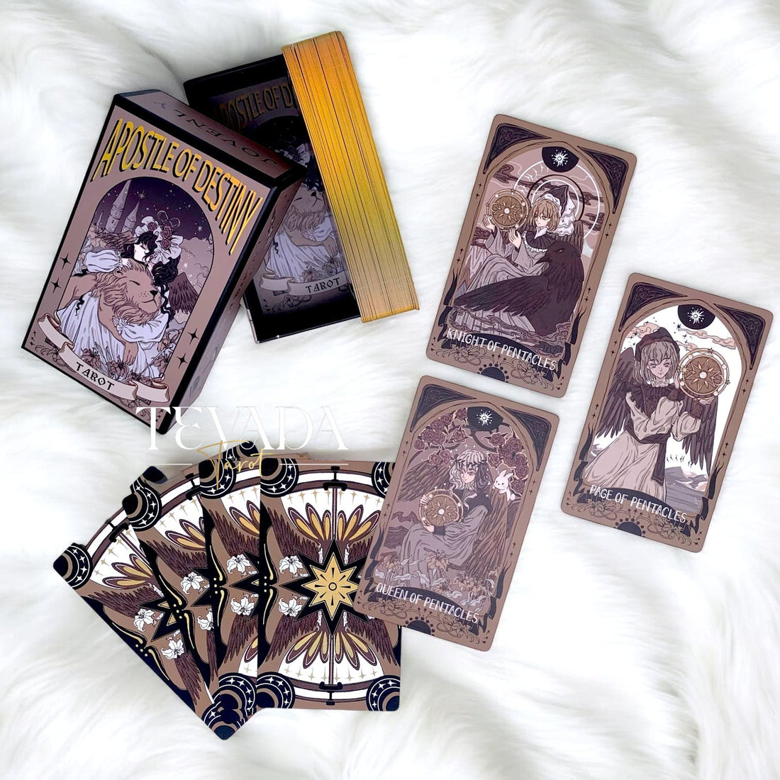 Discover the Apostle of Destiny DELUXE Tarot Deck, a mystical 78-card guide featuring earth-toned designs and gilded edges for intuitive insight and spiritual exploration.