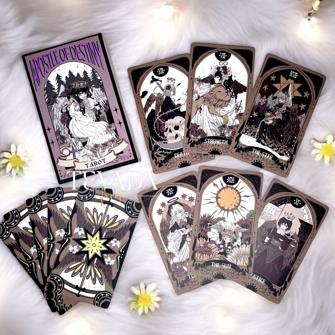 Discover cosmic guidance with this 78-card anime-inspired deck featuring divine symbols and sunset-gilded edges. Unlock wisdom and clarity with every draw.