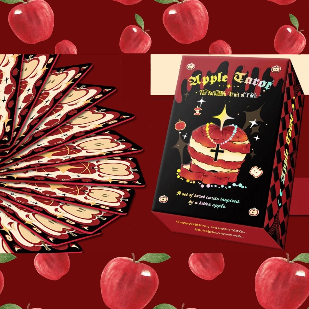 Discover the Apple Tarot DELUXE deck featuring 78 cards in a cute magical red theme. Dive into intuitive readings with designs inspired by the apple’s wisdom vitality and timeless symbolism.