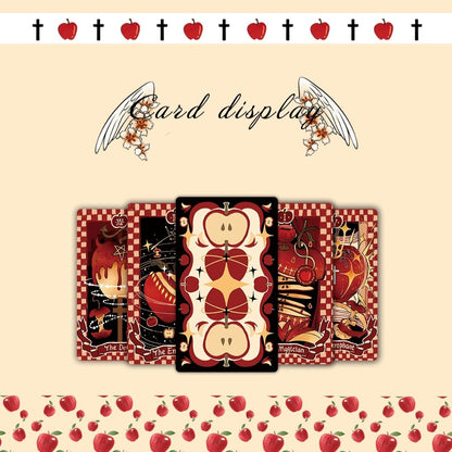 Discover the Apple Tarot DELUXE deck featuring 78 cards in a cute magical red theme. Dive into intuitive readings with designs inspired by the apple’s wisdom vitality and timeless symbolism.