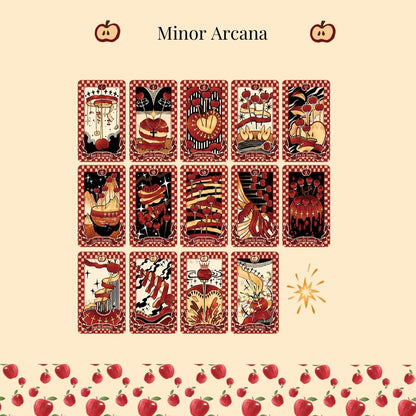 Discover the Apple Tarot DELUXE deck featuring 78 cards in a cute magical red theme. Dive into intuitive readings with designs inspired by the apple’s wisdom vitality and timeless symbolism.