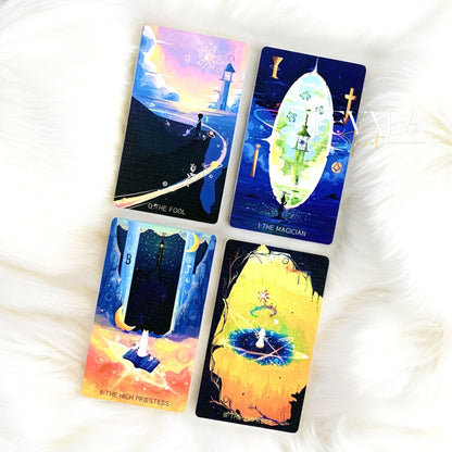 Beacon Tarot DELUXE is a 78-card intuitive tarot deck inspired by lighthouses, offering magical guidance, clarity, and healing energy for navigating life’s emotional tides and spiritual growth.
