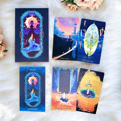 Beacon Tarot DELUXE is a 78-card intuitive tarot deck inspired by lighthouses, offering magical guidance, clarity, and healing energy for navigating life’s emotional tides and spiritual growth.
