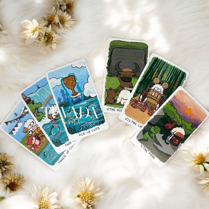 Boing, boing your way to inner wisdom with the Boji Journey Tarot! This enchanting 78-card deck features adorable animal guides and the magic of Tarot. Explore captivating landscapes and discover the carrots of self-growth! ✨