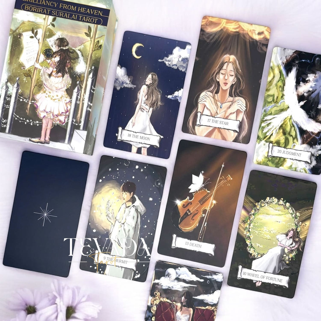 Discover intuitive guidance with the Brilliancy from Heaven Tarot, a 78 hand-drawn card deck that explores both hope and despair for powerful divination and personal growth.