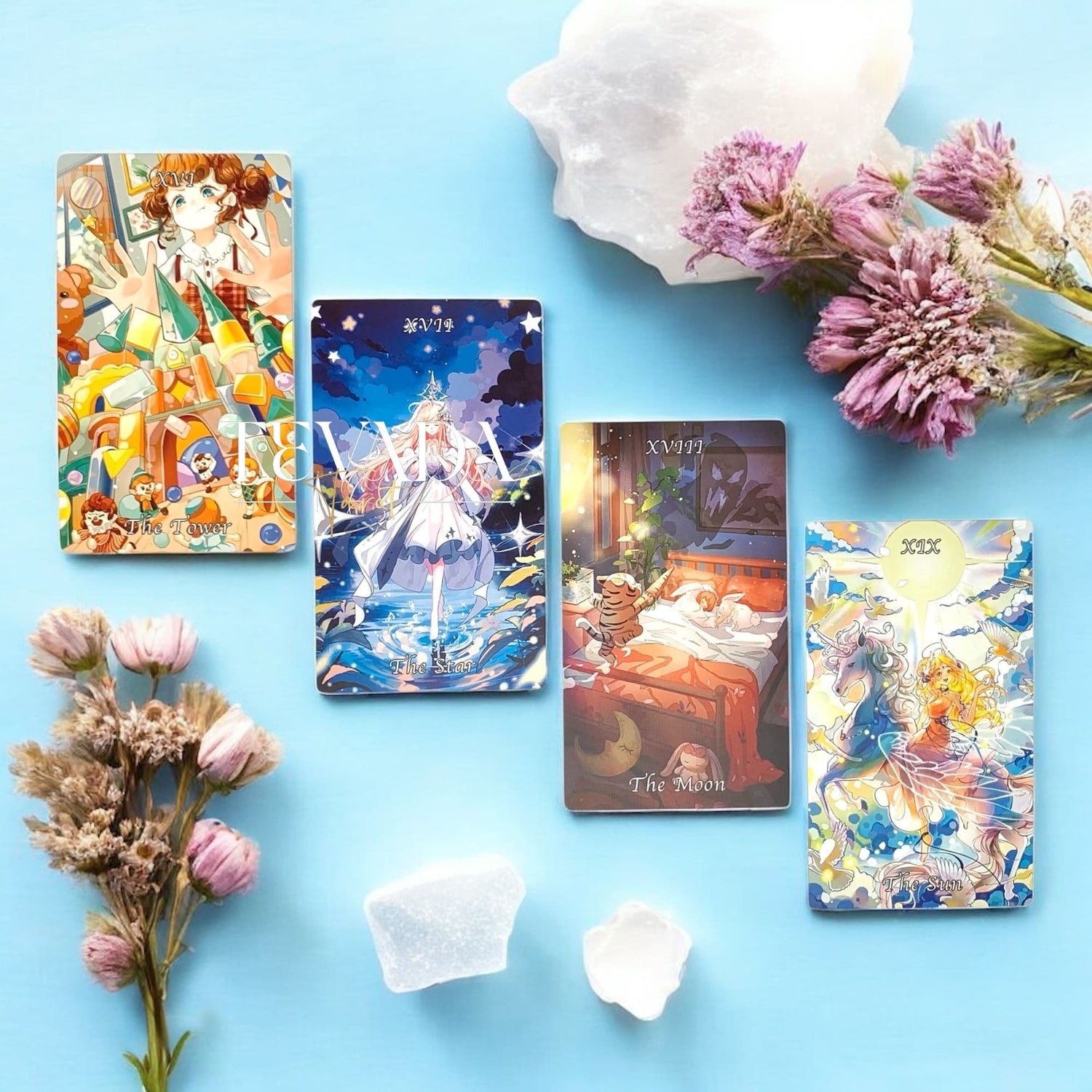 Discover the Cardamom Dreams Tarot COMMON Edition—78 pastel anime-inspired cards offering clarity, inspiration, and whimsical guidance for magical everyday readings.