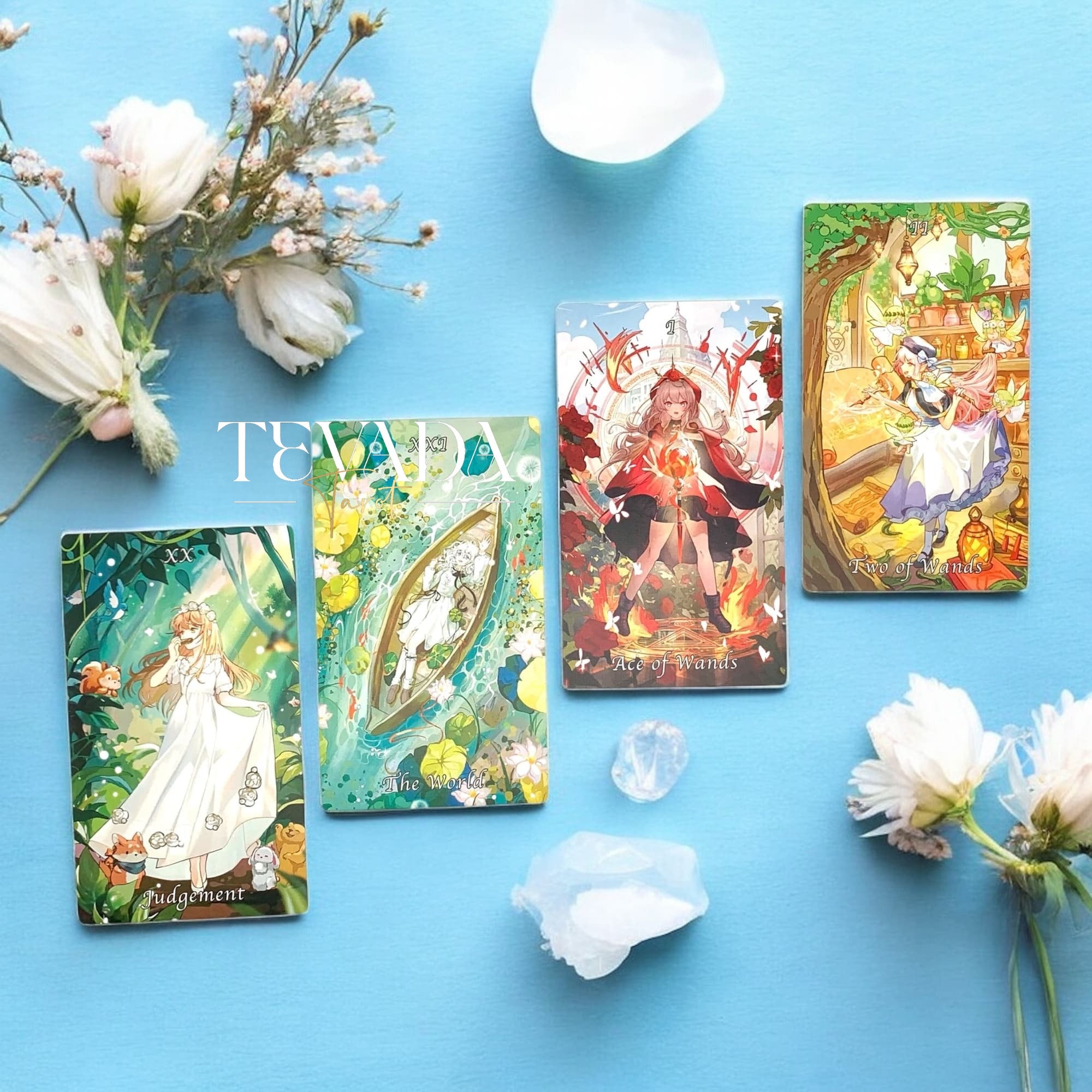 Discover the Cardamom Dreams Tarot COMMON Edition—78 pastel anime-inspired cards offering clarity, inspiration, and whimsical guidance for magical everyday readings.