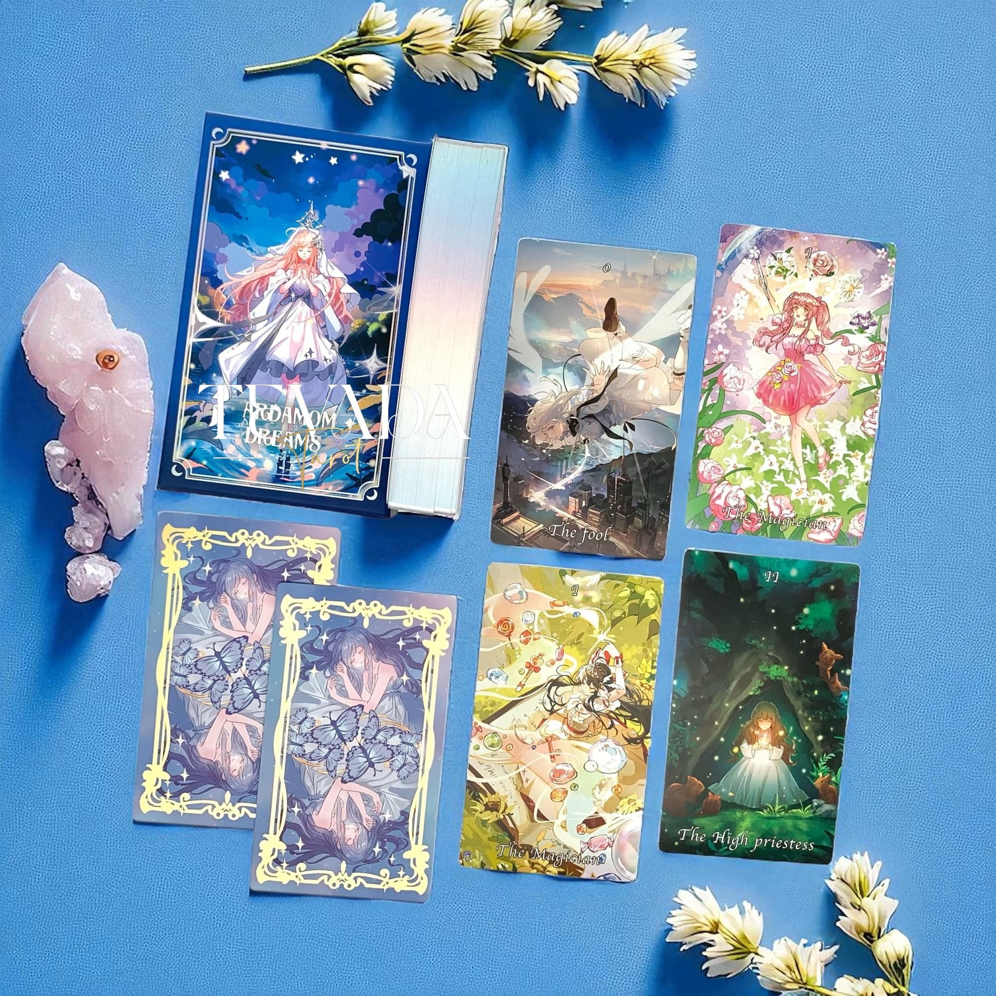 Discover the Cardamom Dreams Tarot COMMON Edition—78 pastel anime-inspired cards offering clarity, inspiration, and whimsical guidance for magical everyday readings.