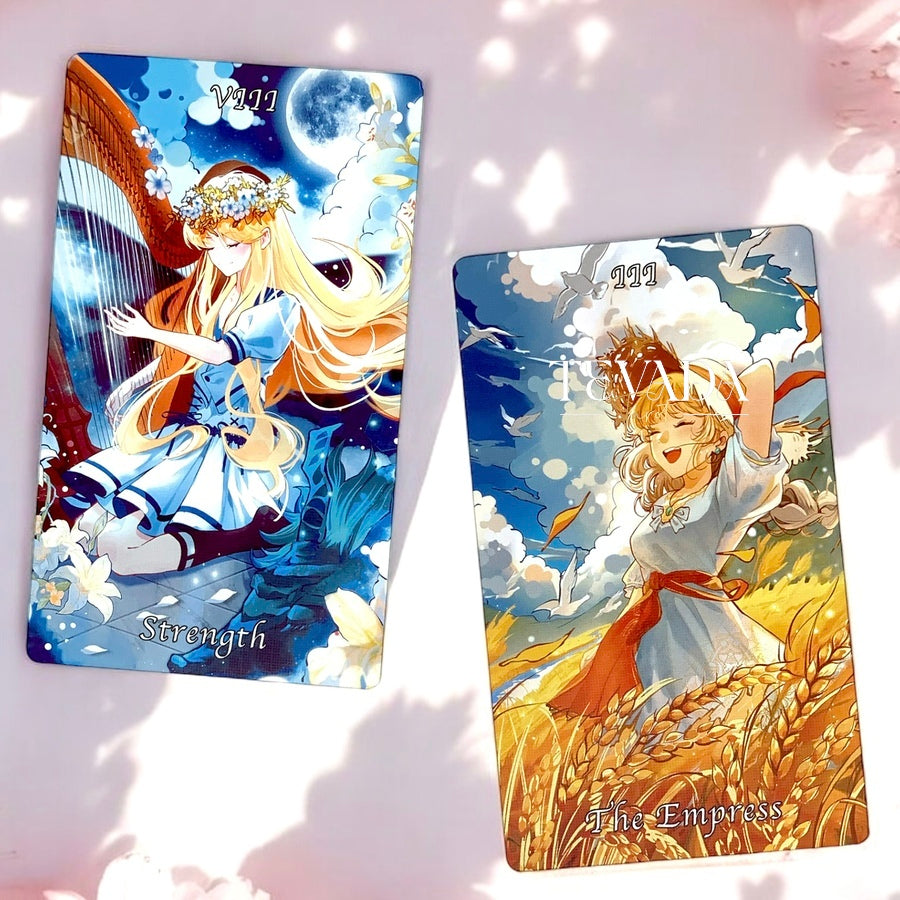 Discover the magical Cardamom Dreams Tarot DELUXE: 78 pastel, fairy, and anime-themed cards for intuitive readings and personal growth. Perfect for both beginners and experienced tarot readers.