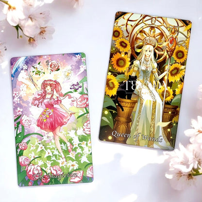 Discover the magical Cardamom Dreams Tarot DELUXE: 78 pastel, fairy, and anime-themed cards for intuitive readings and personal growth. Perfect for both beginners and experienced tarot readers.