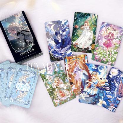 Discover the magical Cardamom Dreams Tarot DELUXE: 78 pastel, fairy, and anime-themed cards for intuitive readings and personal growth. Perfect for both beginners and experienced tarot readers.