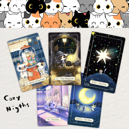 Explore the whimsical Catopia Tarot deck! This 78-card set offers intuitive insights through enchanting cat-themed artwork, perfect for seekers of magic and clarity in their journeys.