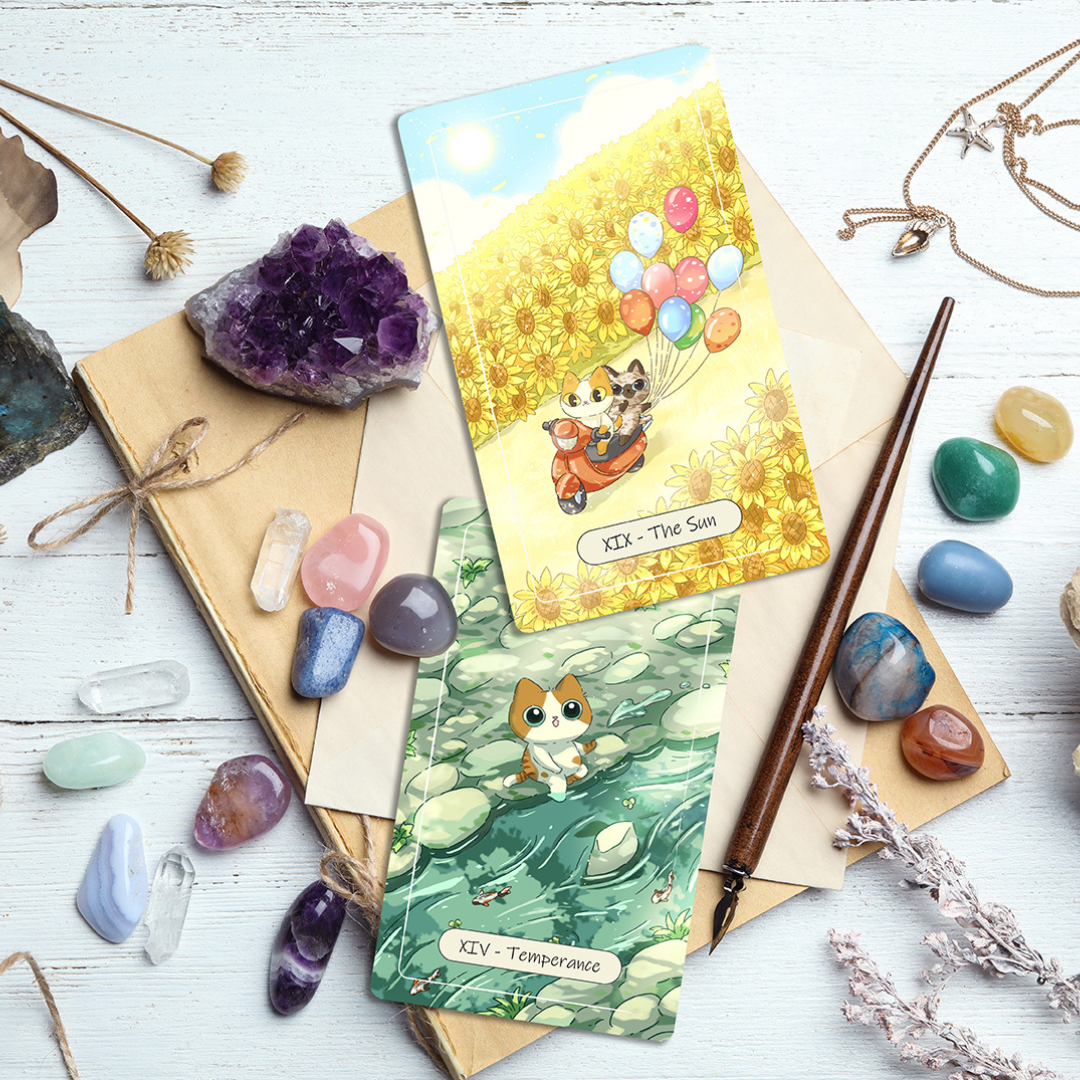 Explore the whimsical Catopia Tarot deck! This 78-card set offers intuitive insights through enchanting cat-themed artwork, perfect for seekers of magic and clarity in their journeys.