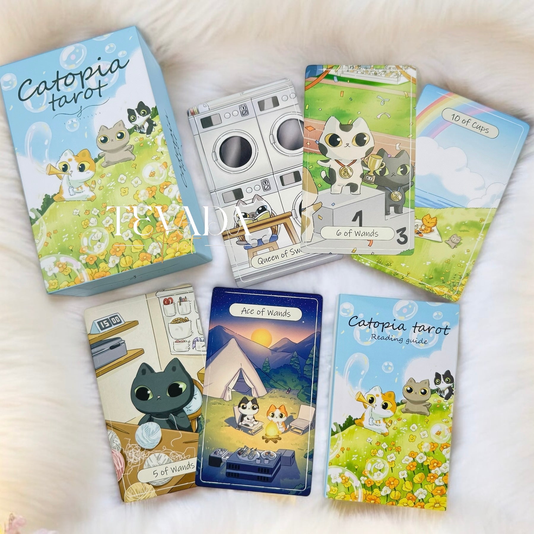 Explore the whimsical Catopia Tarot deck! This 78-card set offers intuitive insights through enchanting cat-themed artwork, perfect for seekers of magic and clarity in their journeys.