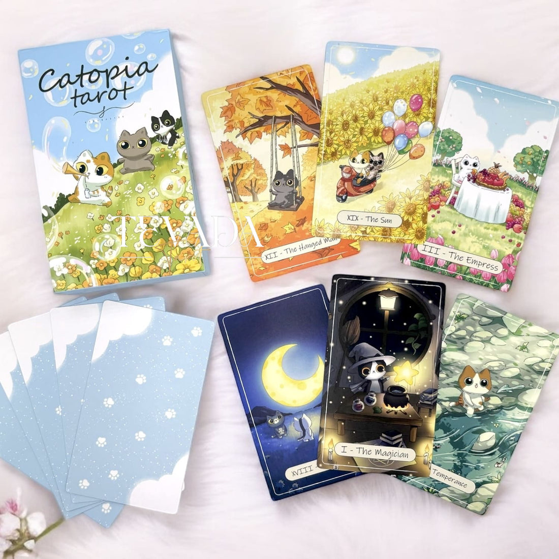 Explore the whimsical Catopia Tarot deck! This 78-card set offers intuitive insights through enchanting cat-themed artwork, perfect for seekers of magic and clarity in their journeys.