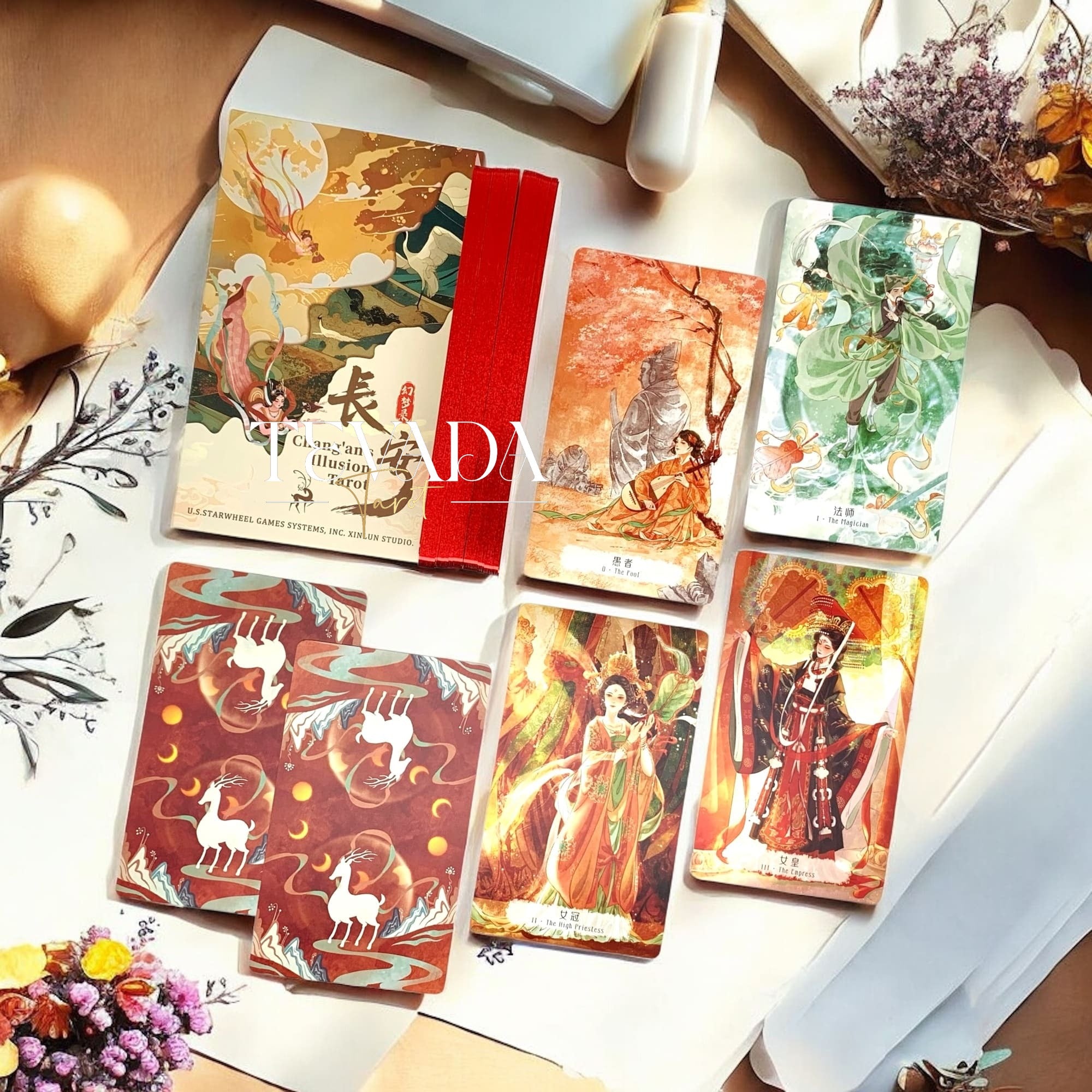 Explore Chang An’s Illusion Tarot DELUXE Edition—78 cards in Chinese art style, blending history and intuition for magical readings, spiritual guidance, and personal clarity.