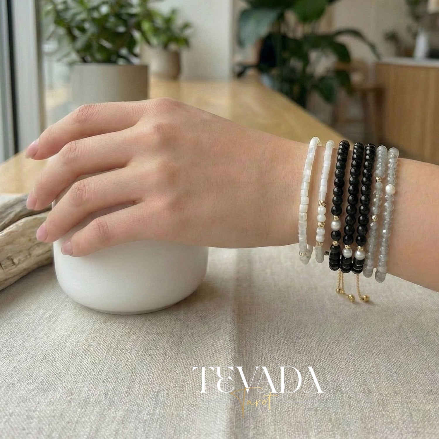 Handmade healing crystal bracelet in 3 designs for protection, intuition, and emotional balance. Crafted with obsidian, moonstone, and shell stone for spiritual rituals or daily wear.