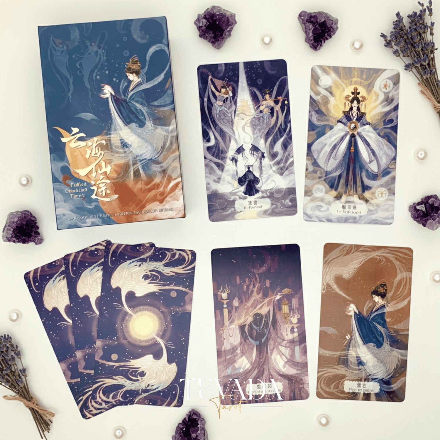 Explore intuitive guidance with the Fabled Cloudland Tarot Deck DELUXE, a 78-card Chinese mythology tarot featuring flowing art, celestial figures, and symbolic wisdom.