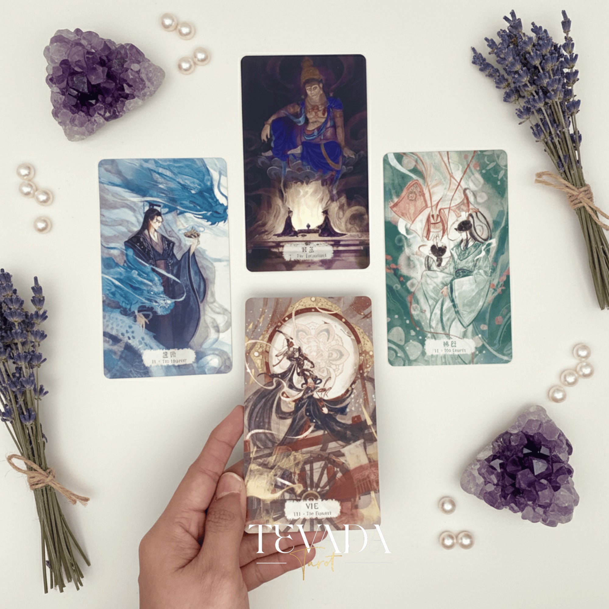Explore intuitive guidance with the Fabled Cloudland Tarot Deck DELUXE, a 78-card Chinese mythology tarot featuring flowing art, celestial figures, and symbolic wisdom.