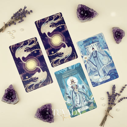 Explore intuitive guidance with the Fabled Cloudland Tarot Deck DELUXE, a 78-card Chinese mythology tarot featuring flowing art, celestial figures, and symbolic wisdom.