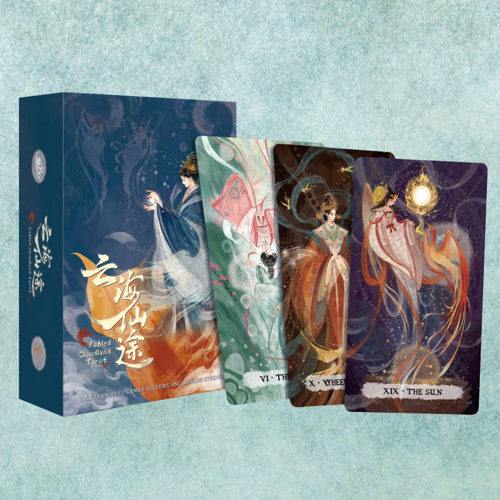 Explore intuitive guidance with the Fabled Cloudland Tarot Deck DELUXE, a 78-card Chinese mythology tarot featuring flowing art, celestial figures, and symbolic wisdom.