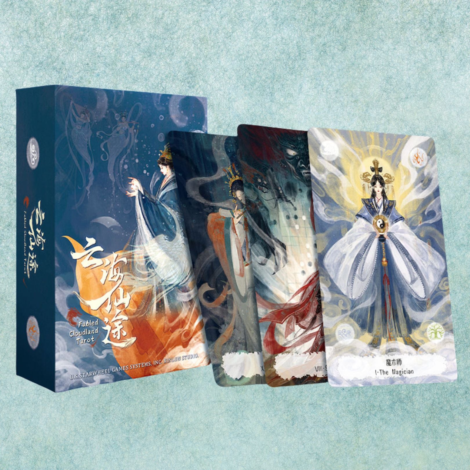 Explore intuitive guidance with the Fabled Cloudland Tarot Deck DELUXE, a 78-card Chinese mythology tarot featuring flowing art, celestial figures, and symbolic wisdom.