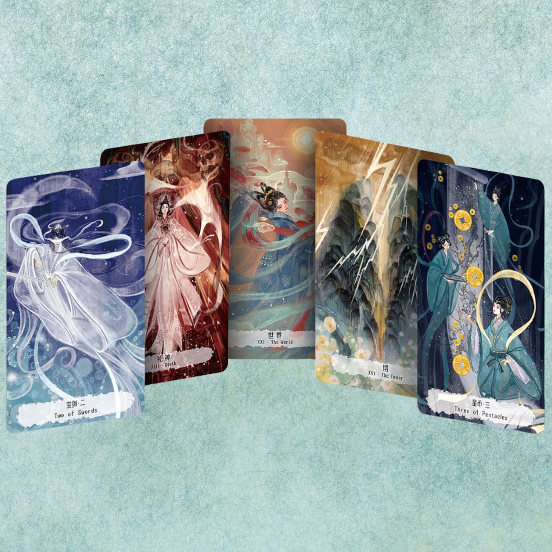 Explore intuitive guidance with the Fabled Cloudland Tarot Deck DELUXE, a 78-card Chinese mythology tarot featuring flowing art, celestial figures, and symbolic wisdom.