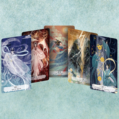 Explore intuitive guidance with the Fabled Cloudland Tarot Deck DELUXE, a 78-card Chinese mythology tarot featuring flowing art, celestial figures, and symbolic wisdom.