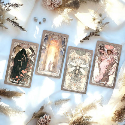 Discover the Four Seasons Garden Tarot, a 78-card divination deck blending seasonal imagery and intuitive symbolism for clarity, insight, and spiritual guidance.