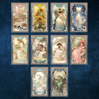 Discover the Four Seasons Garden Tarot, a 78-card divination deck blending seasonal imagery and intuitive symbolism for clarity, insight, and spiritual guidance.