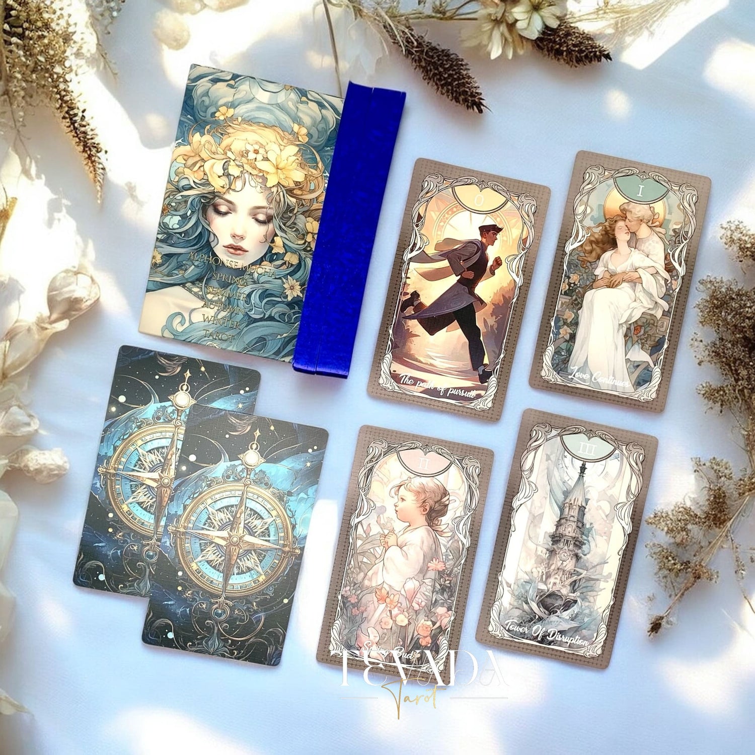 Discover the Four Seasons Garden Tarot, a 78-card divination deck blending seasonal imagery and intuitive symbolism for clarity, insight, and spiritual guidance.