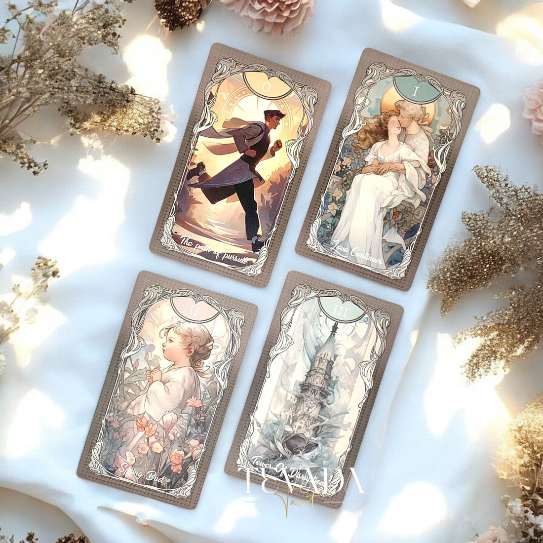 Discover the Four Seasons Garden Tarot, a 78-card divination deck blending seasonal imagery and intuitive symbolism for clarity, insight, and spiritual guidance.