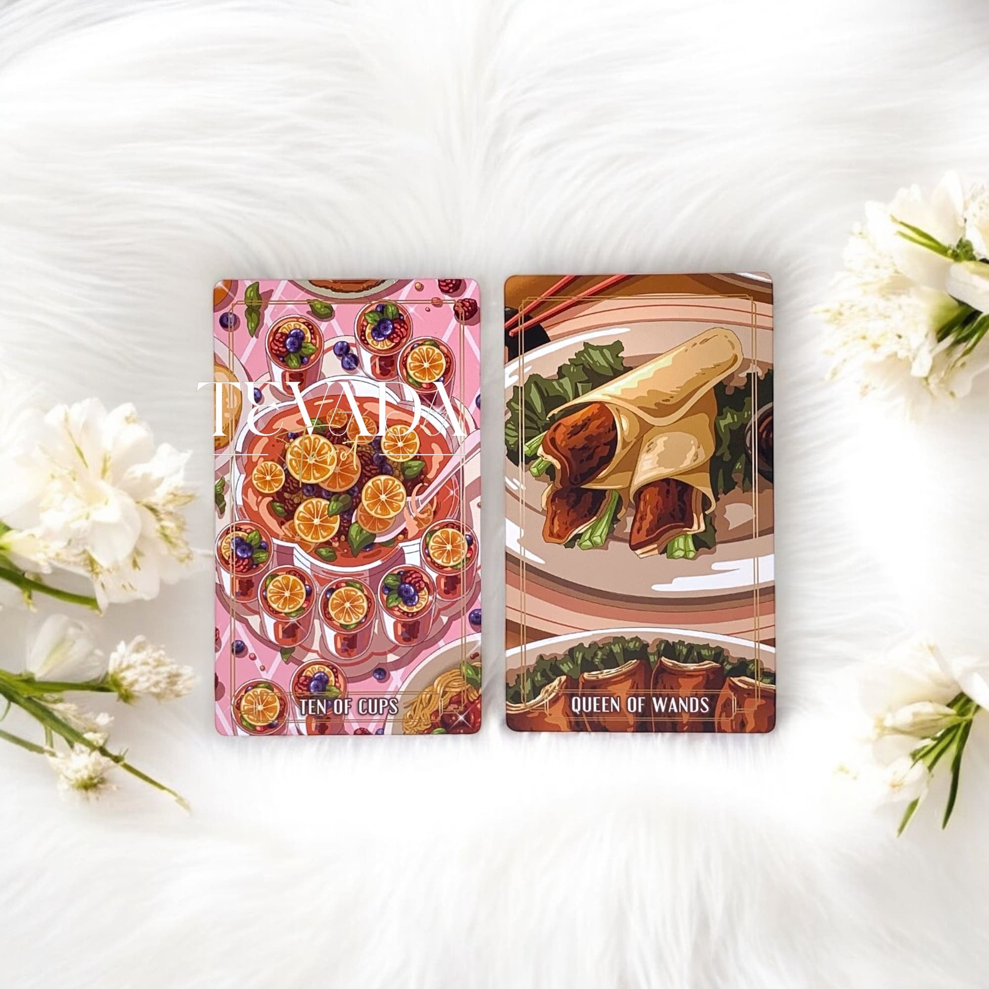 Dive into Gourmet Tarot II LIMITED RED EDITION! Explore whimsical food-themed cards with vibrant red gilded edges. Perfect for self-discovery and adding a flavorful twist to your tarot practice.