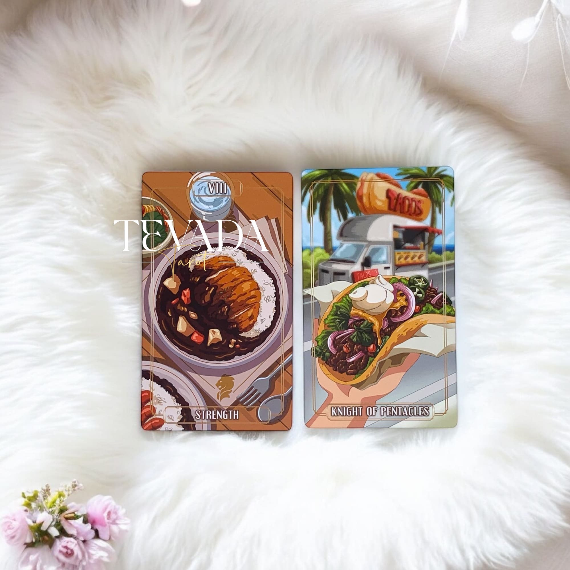 Dive into Gourmet Tarot II LIMITED RED EDITION! Explore whimsical food-themed cards with vibrant red gilded edges. Perfect for self-discovery and adding a flavorful twist to your tarot practice.