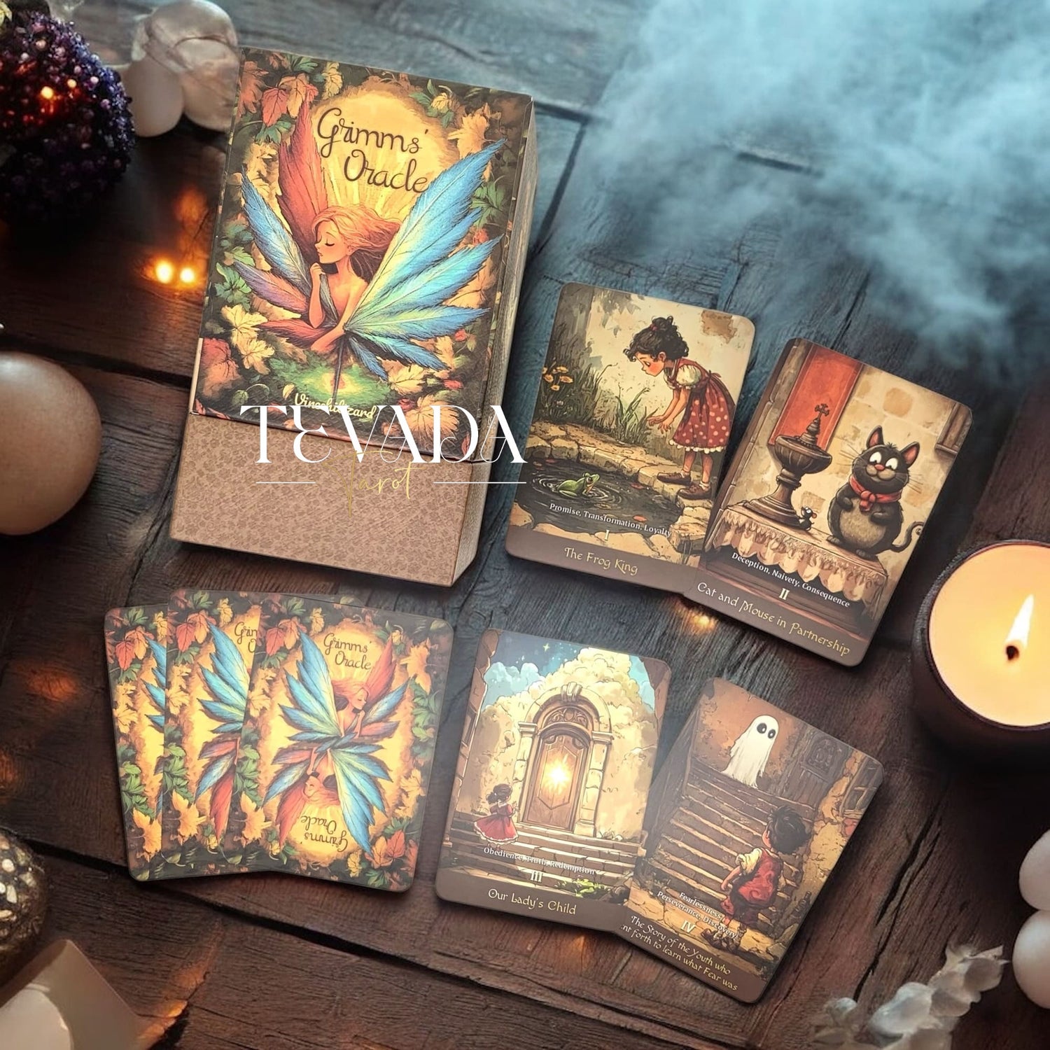 Discover the Grimms’ Oracle Deck—200 cards inspired by Grimm’s Fairy Tales that reveal intuitive guidance, timeless wisdom, and magical insight through storytelling and symbolism.